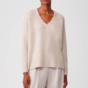 EILEEN FISHER Cashmere Silk Bliss V-neck Sweater Top Light Pink Women’s Small